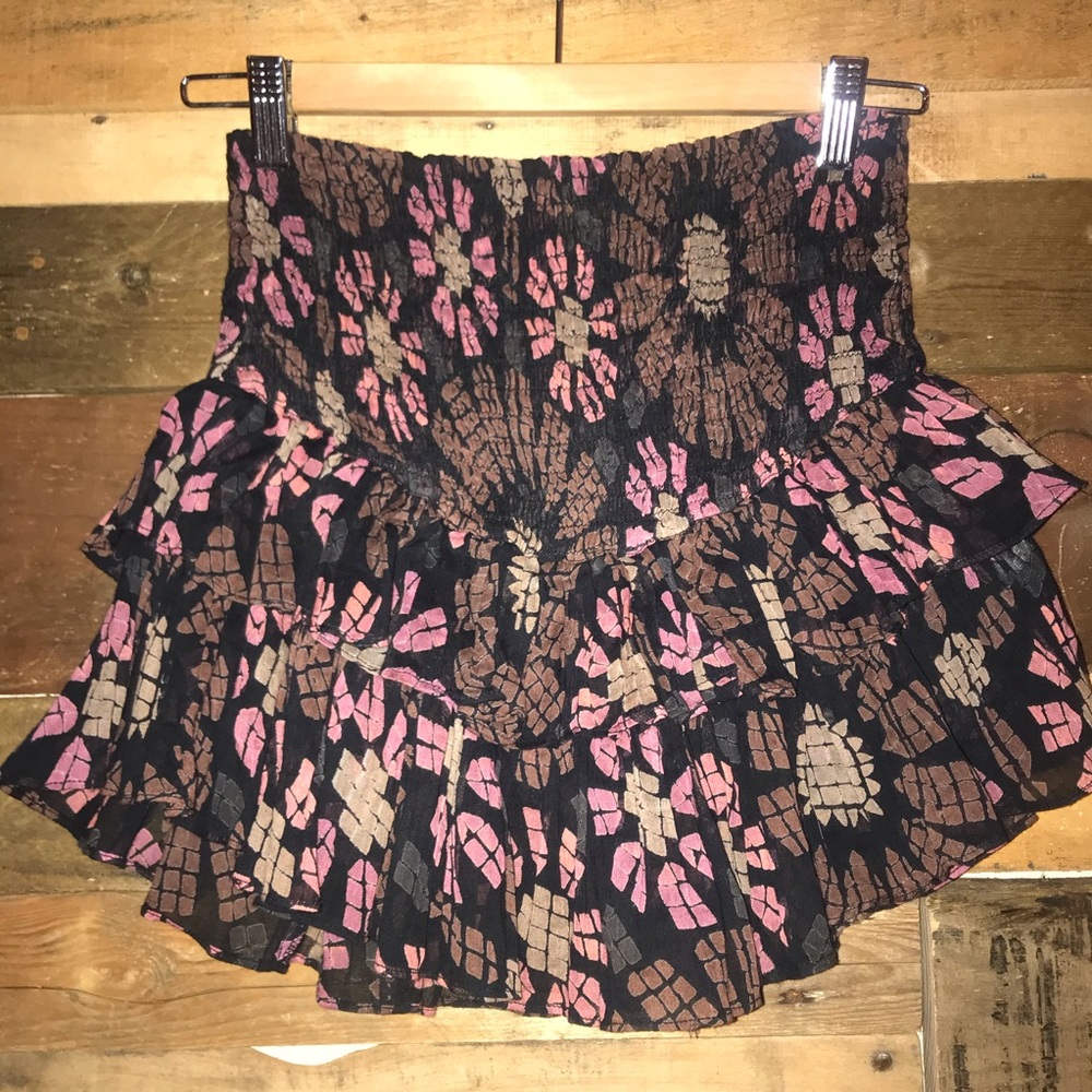 FP One Smocked Floral Tiered Ruffle Mini Skort - Picture 3 of 7
